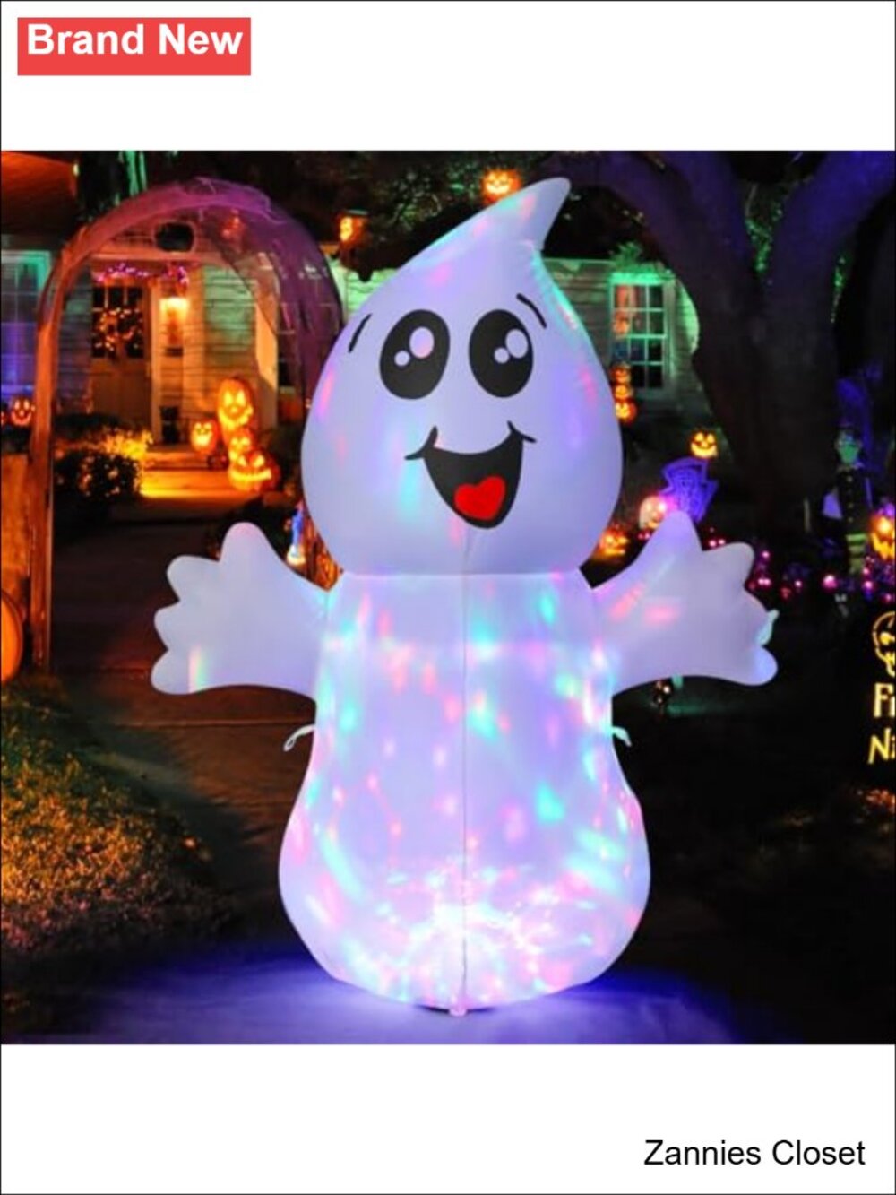 👻 5 FT Inflatable Halloween Ghost Yard Decoration Built-in LED Lights